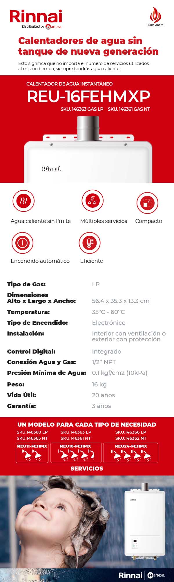 Calentadores de Agua Rinnai 16L Home Depot México